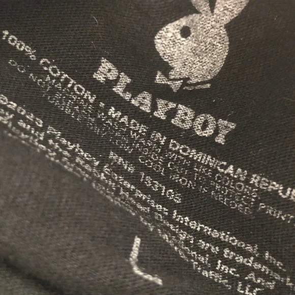 PLAYBOY Black Tee with Blue Graphic - Picture 2 of 2